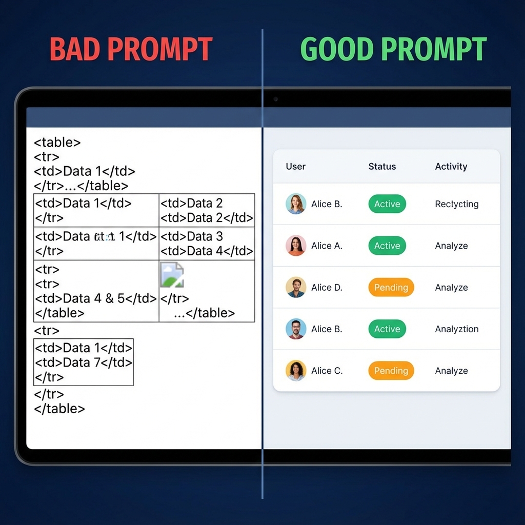 Comparison of a Bad Prompt result vs a Good Prompt result