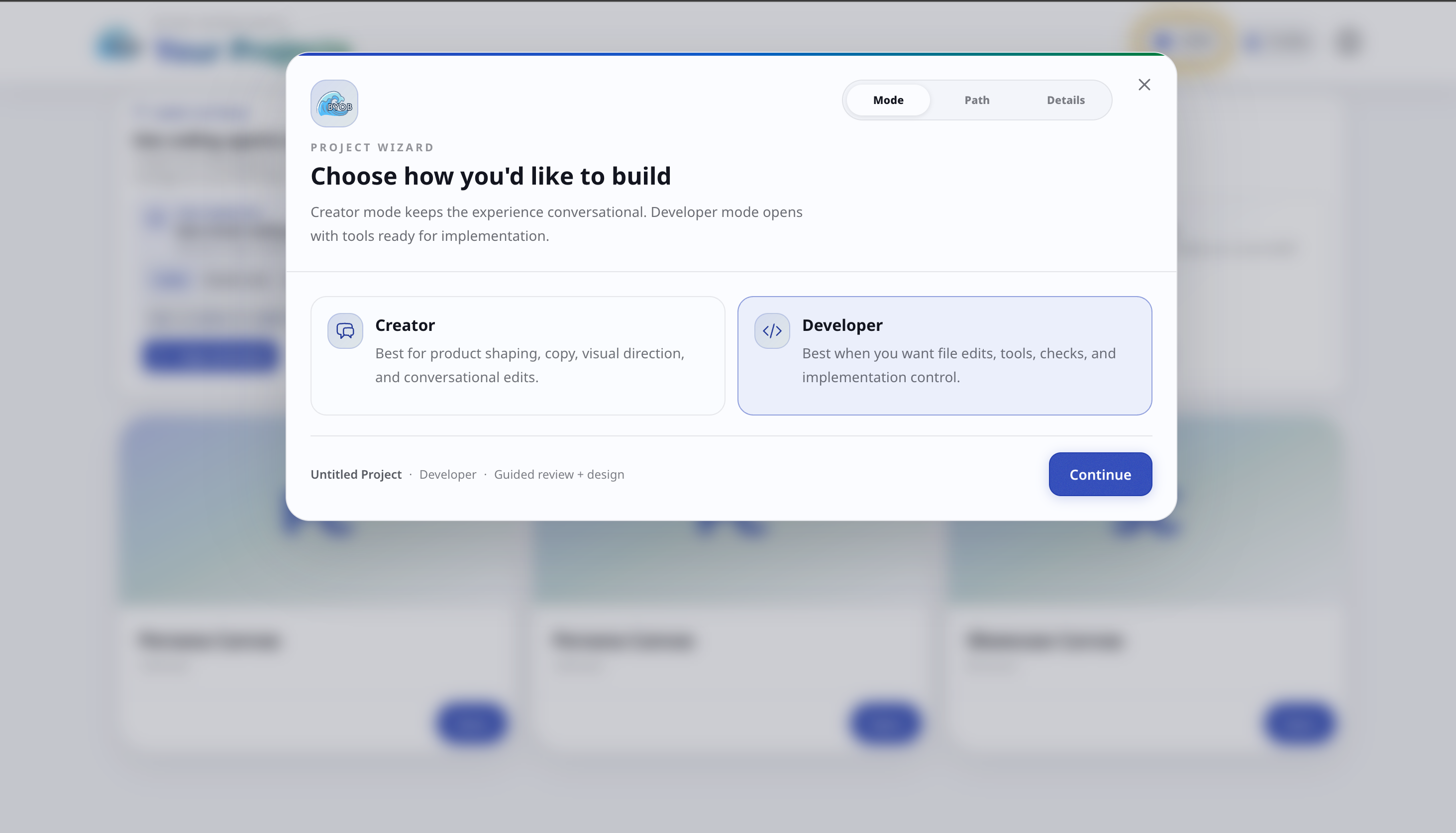 Create New Project Modal