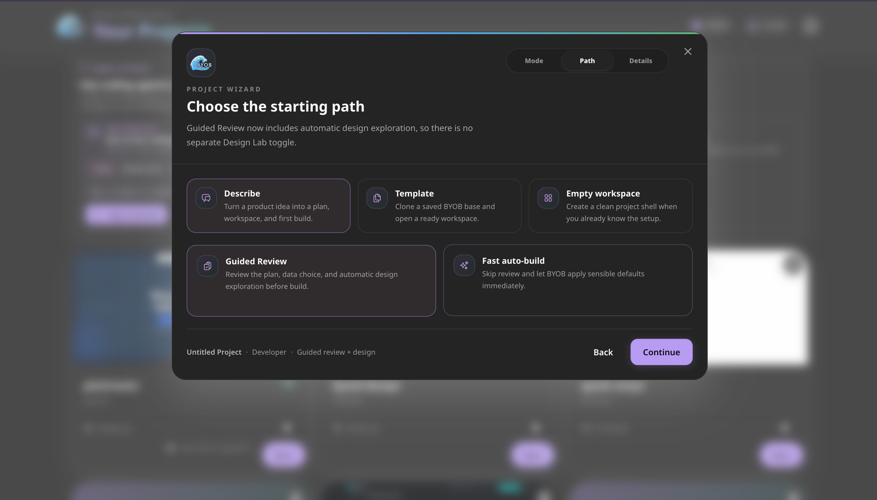 Choose Starting Path