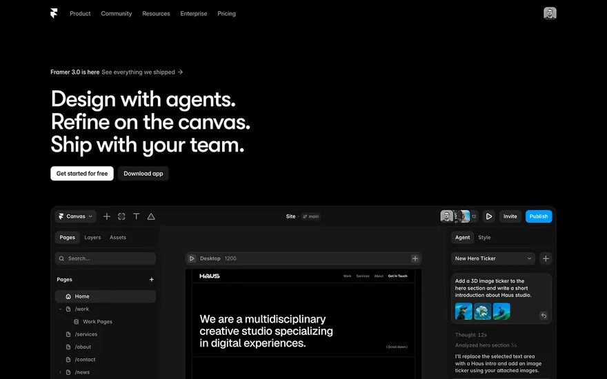 Framer website